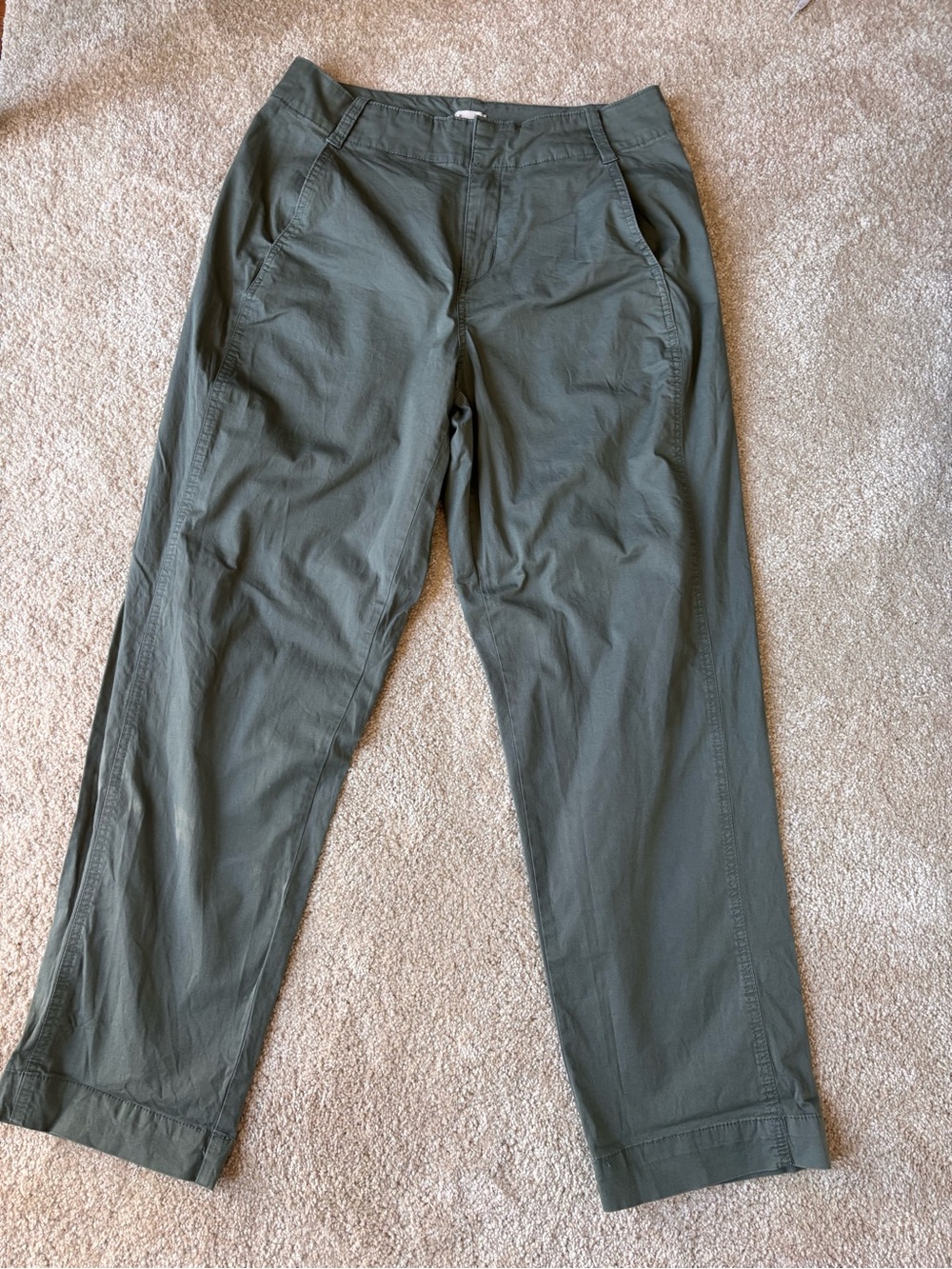 A New Day Olive Green Stretch Utility Pants Size 6 Cotton Lyocell Straight Leg